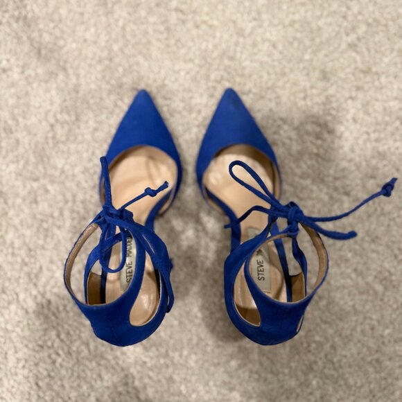 Steve Madden Blue Suede Lace-Up Heels - Picture 6 of 9